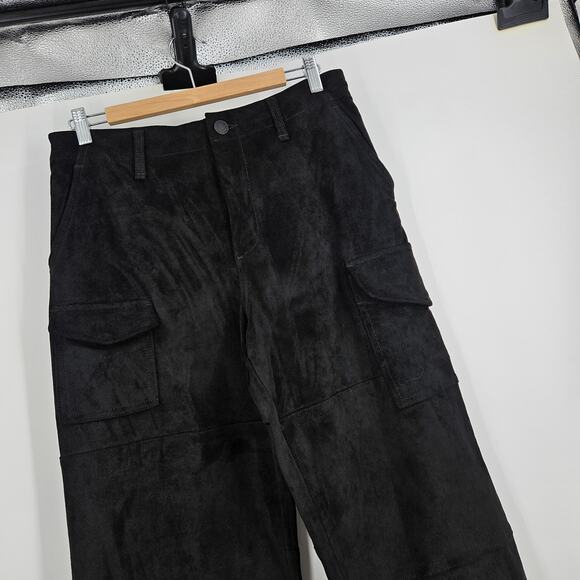 Rag & Bone Nora Cargo Pants Black Faux Suede High Waist Straight Leg Size 27 - Picture 4 of 8
